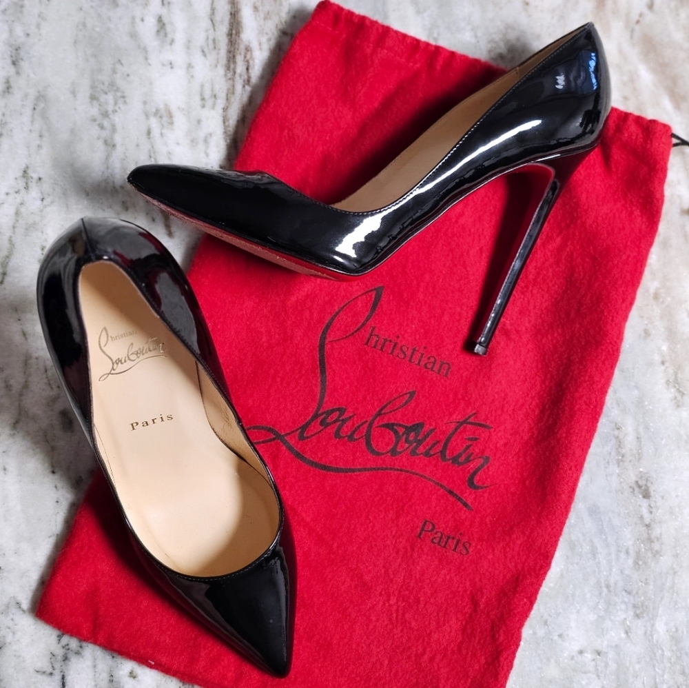 Christian Louboutin LV 39/8.5 'So Kate' Patent Pointed-Toe Red Sole Pump w/Dust